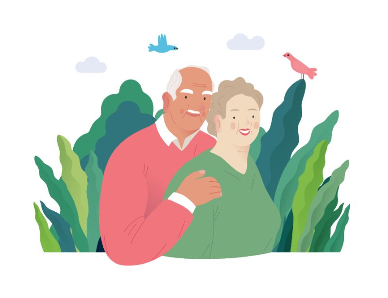 vector art of couple in their fifties