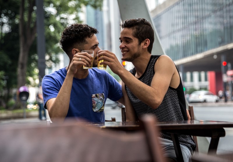 gay guys having a drink