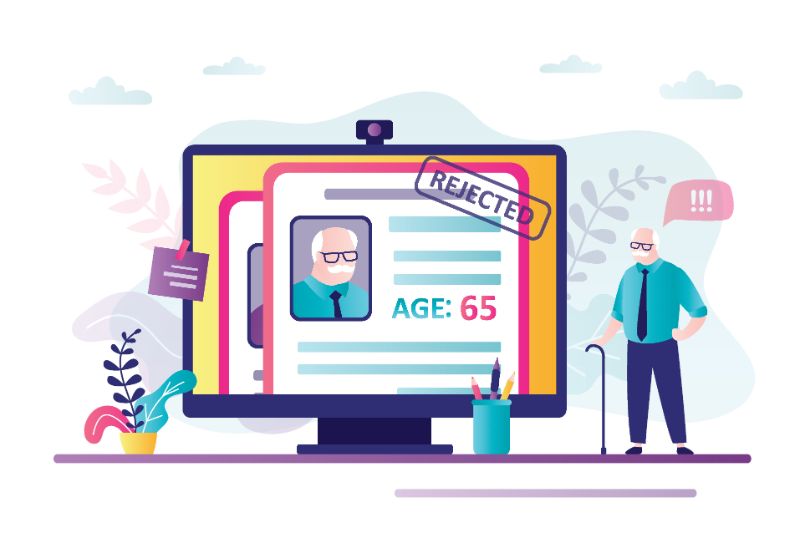 vector art of an elderly man seeing his profile got rejected online